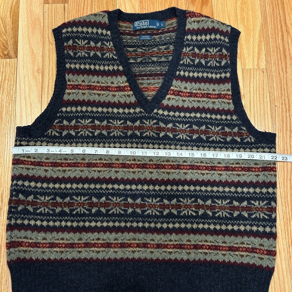 Rare Vtg POLO RALPH LAUREN Fair Isle Vest Alpaca/Wool blend SzL